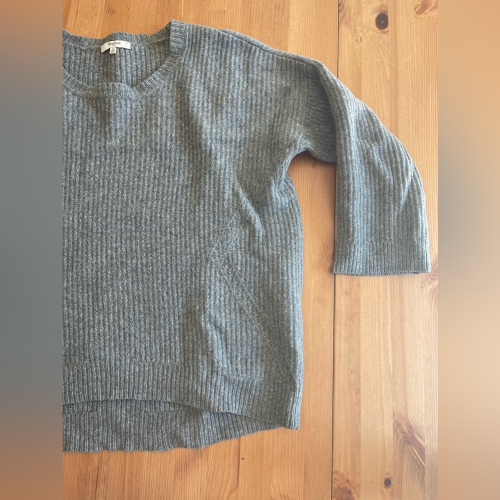 Madewell 100% grey merino wool sweater, size medium